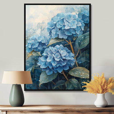 Hydrangeas In A Rain Field I - Floral Canvas Art Print