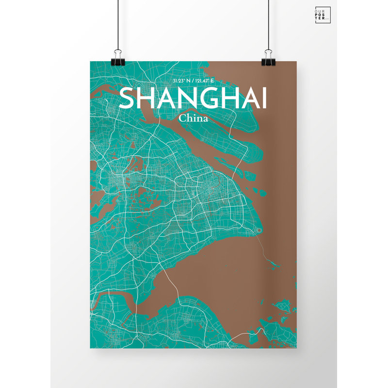 Shanghai City Map - No Frame Print, 91.4cm H x 61cm W x 0.13cm D