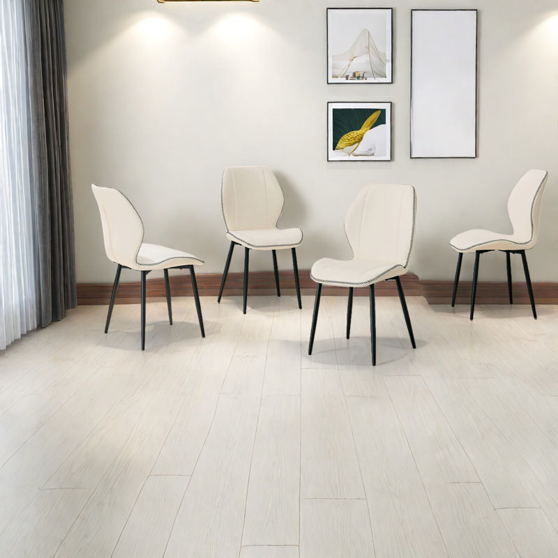 Chaises de salle à manger confortables, style moderne en métal et cuir PU pour les repas à domicile