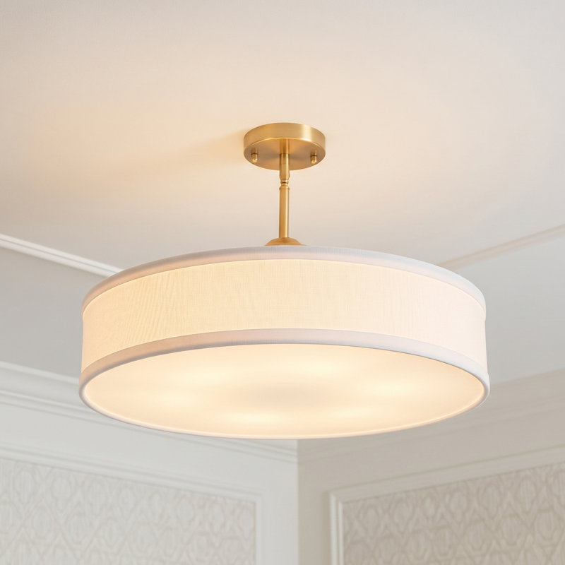 Aurelia 6-Light 24" Fabric Drum Semi Flush Mount Ceiling Light