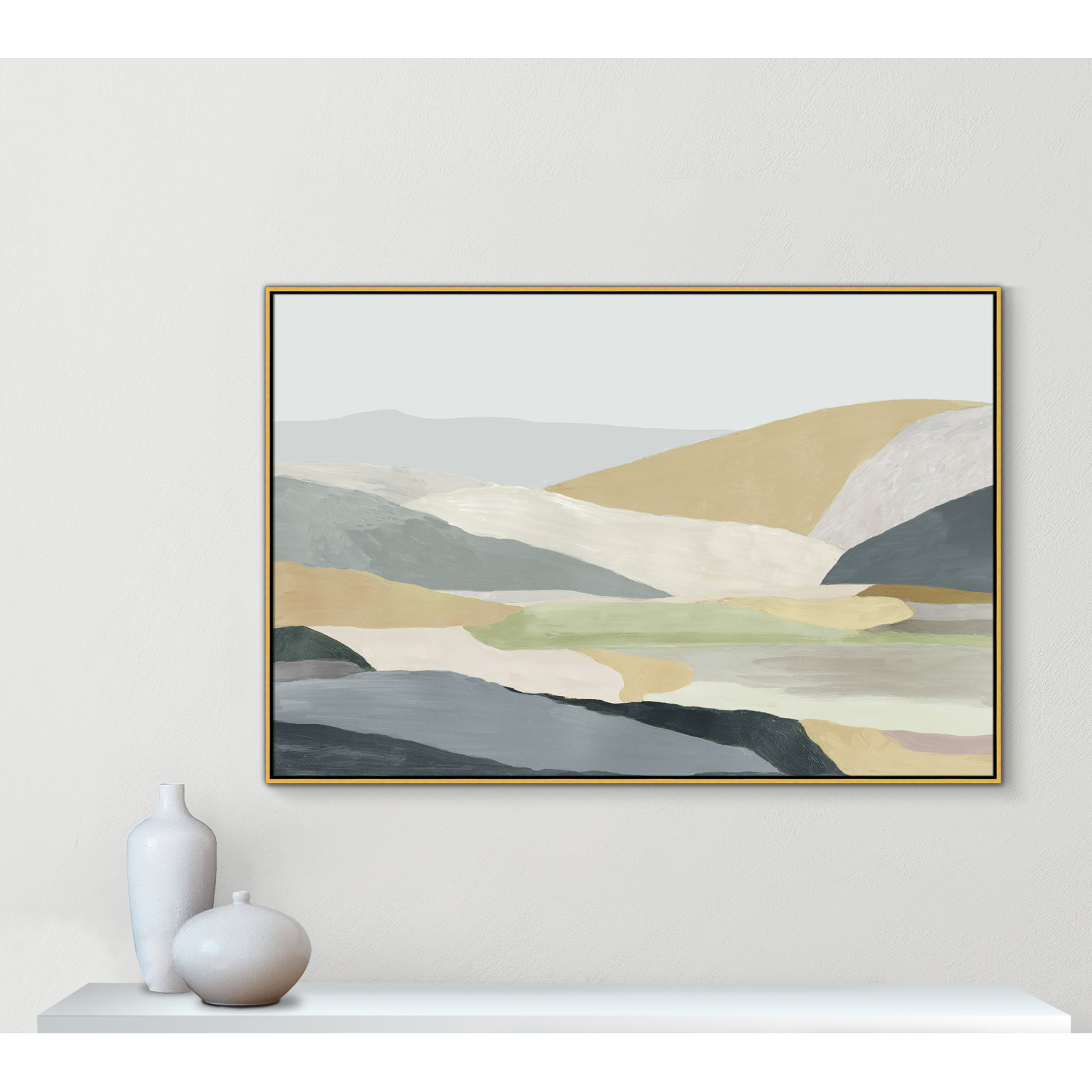 Blair "Warm Hills I" Painting, 41.5" H x 61.5" W x 2" D, Gold Canvas 