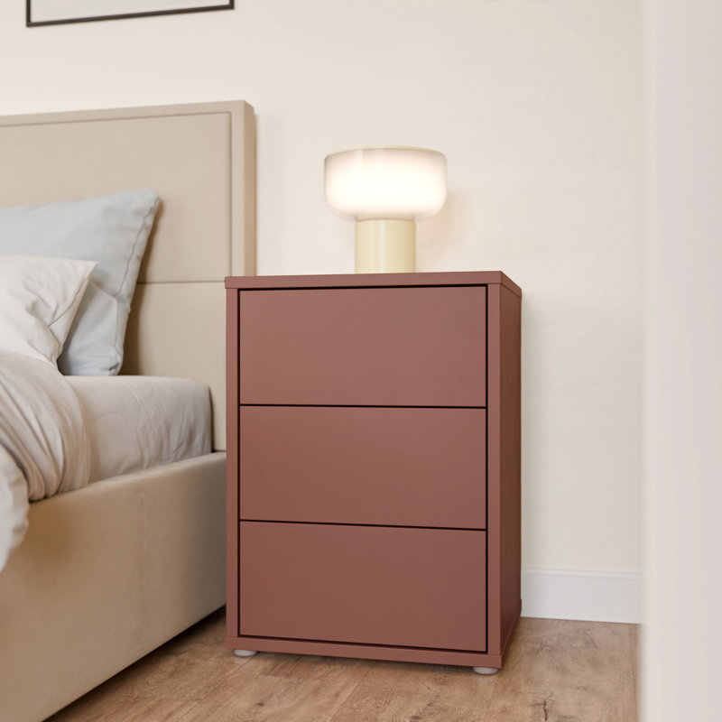 Sadaris 49.8cm W Particle Board / Chipboard Bedside Table, Terracotta
