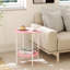 Table d'appoint ronde compacte - Table d'appoint étroite avec deux tablettes pour les petits espaces (rose)