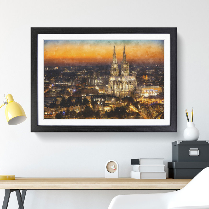 The Cologne Cathedral Vol.1 - Picture Frame Graphic Art, 27cm H x 36cm W x 2cm D, Black Framed