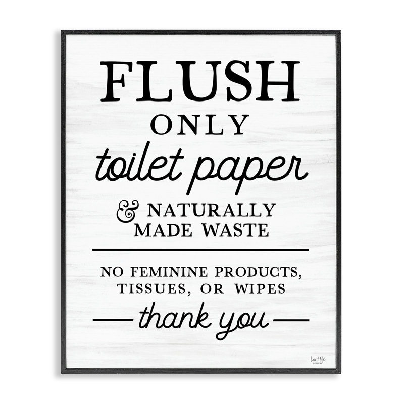 Giclée encadrée sur papier hygiénique Flush Only, design par Lux + Me Designs, H 20 po x l 16 po, Giclée encadrée noir minuit