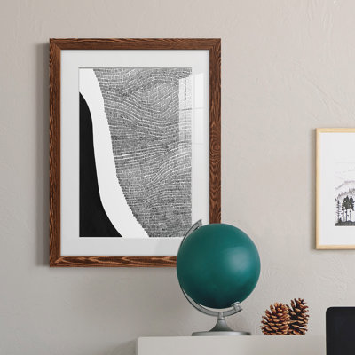 Noir et blanc abstrait I encadré mat de qualité supérieure - prêt à être accroché