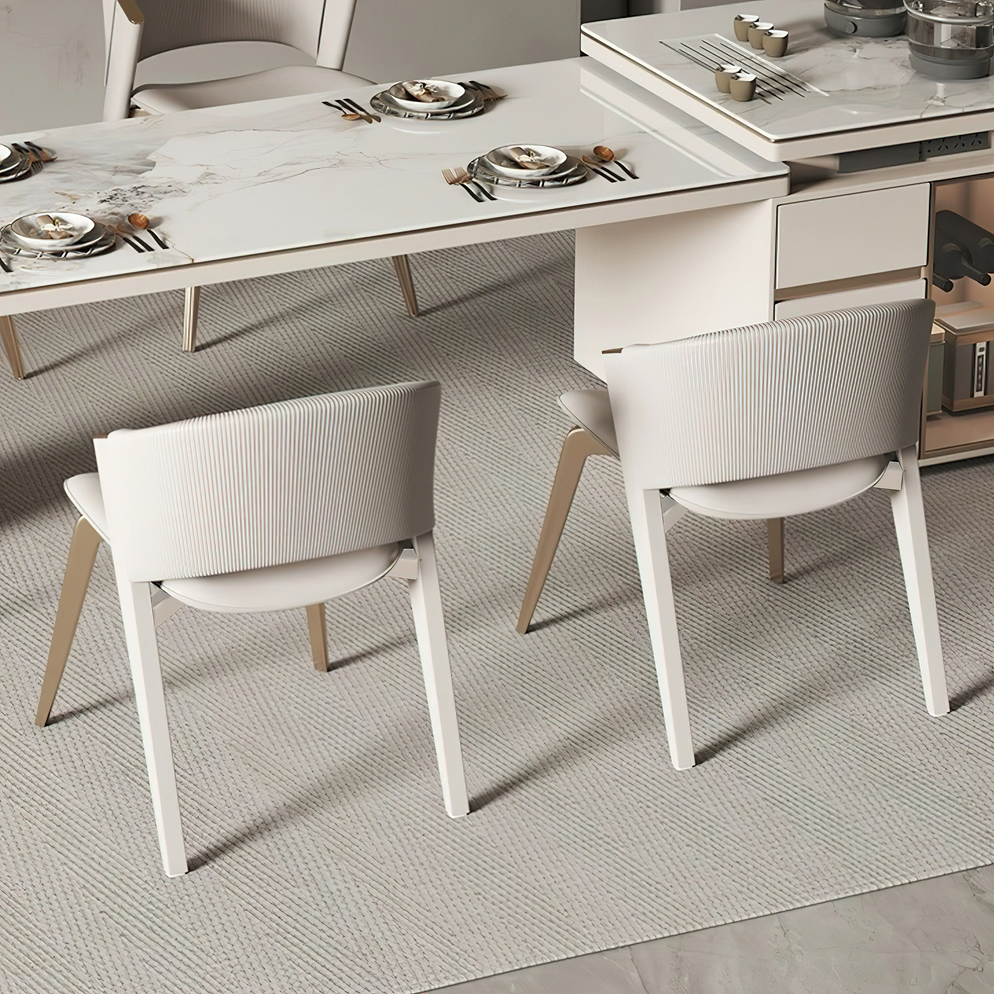 George Oliver Dugal Modern Luxury Beige Dining Chair | Wayfair