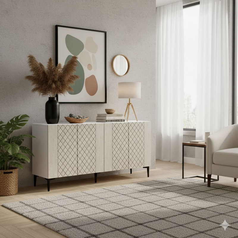 Console, Blanc / Traverti