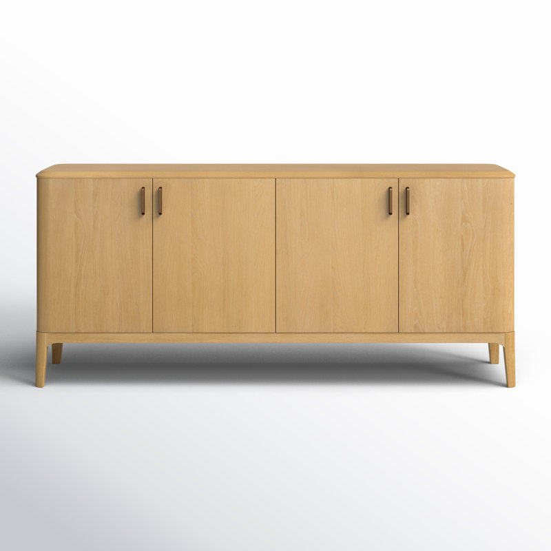 Grif 76'' Natural Oak Sideboard with Antique Brass Hardware