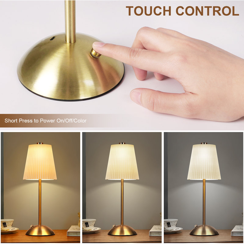 Dimmable Table Lamp Touch Control LED Cordless Rechargeable Desk Lamp for Bedroom Dining Table Counter