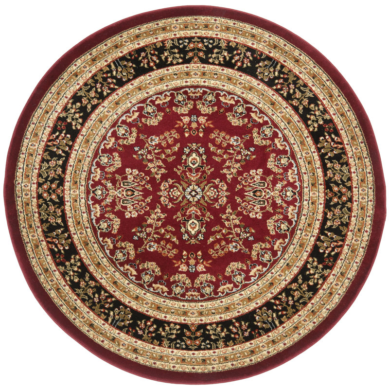 Lyndhurst Oriental Area Rug In Red / Black, Round 122 cm