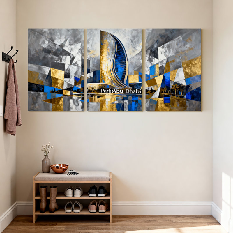 Cités et pays, ensemble de 3 reproductions d'art sur toile, H 24 po x l 48 po