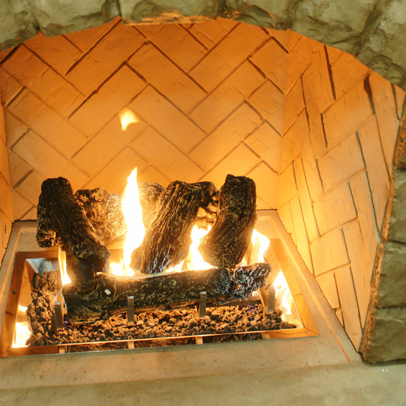 Black Gas Fire Pit Table with Log Set