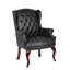 Fauteuil d'invité Saili, design traditionnel à oreilles, vinyle capitonné noir-117561240