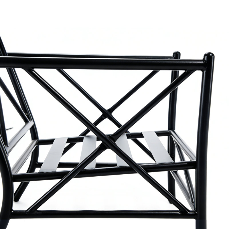 Outdoor Modern Chair  - Sturdy Iron Frame With Plush Back & Seat Cushions