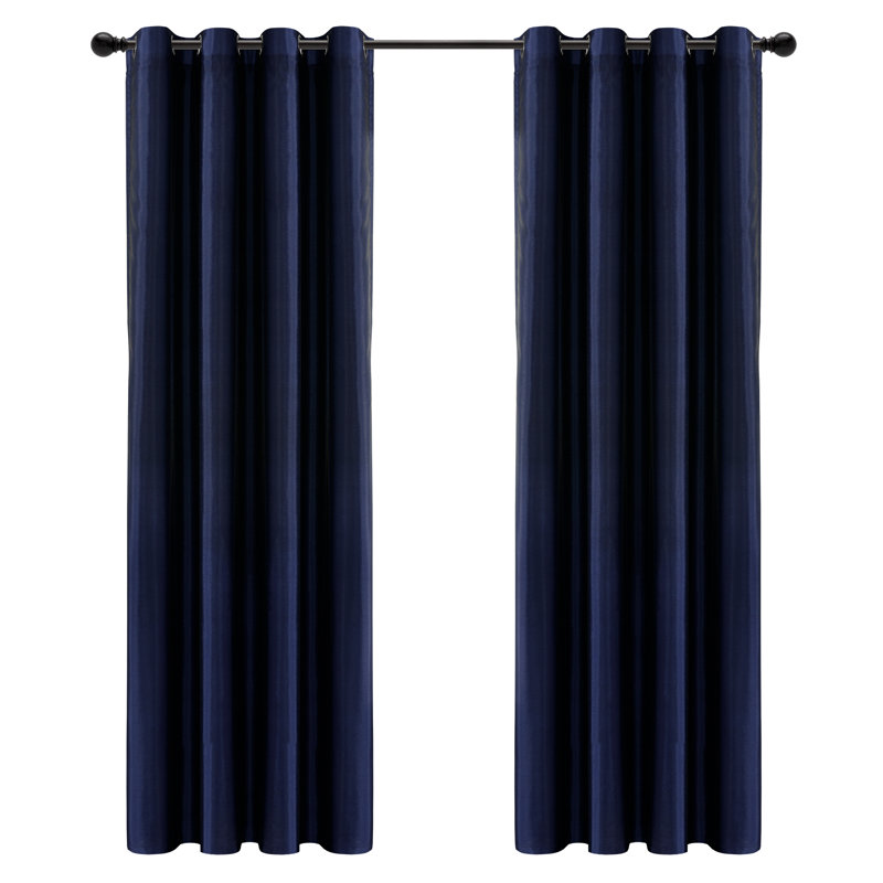 Panneau de rideau simple de couleur unie avec œillets , Marine, L 52 po x L 84 po