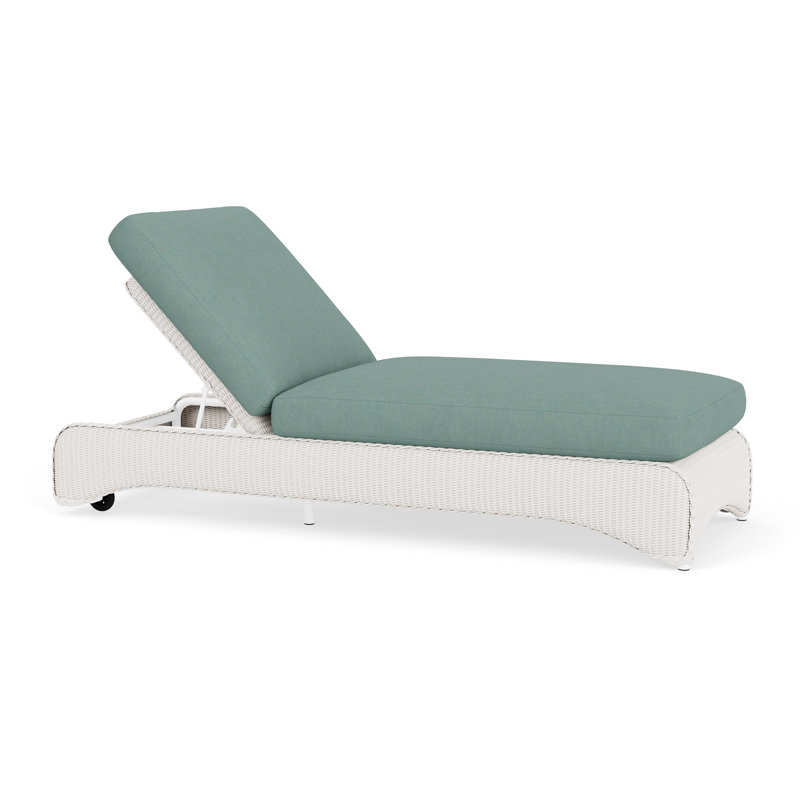 Loom Outdoor Chaise Lounge, White, Beach Navy