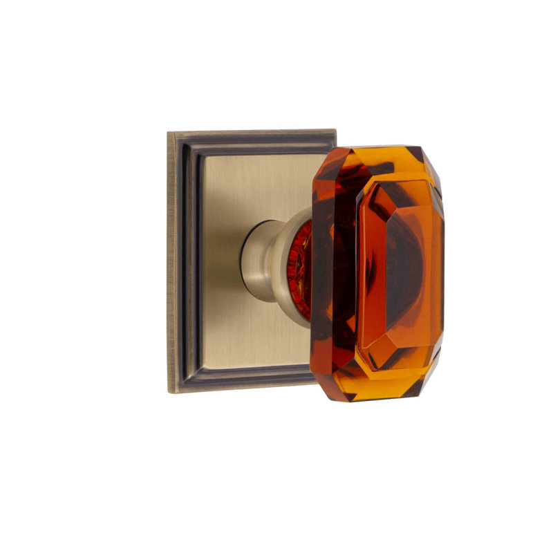 Rosette Grandeur Carré avec bouton baguette en cristal, Laiton rétro, 2.375"