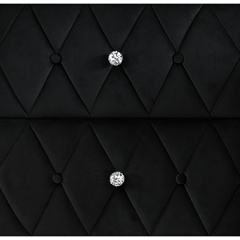 Élégante table de chevet avec plateau en faux marbre et 2 tiroirs pour une chambre à coucher moderne avec boutons en noir