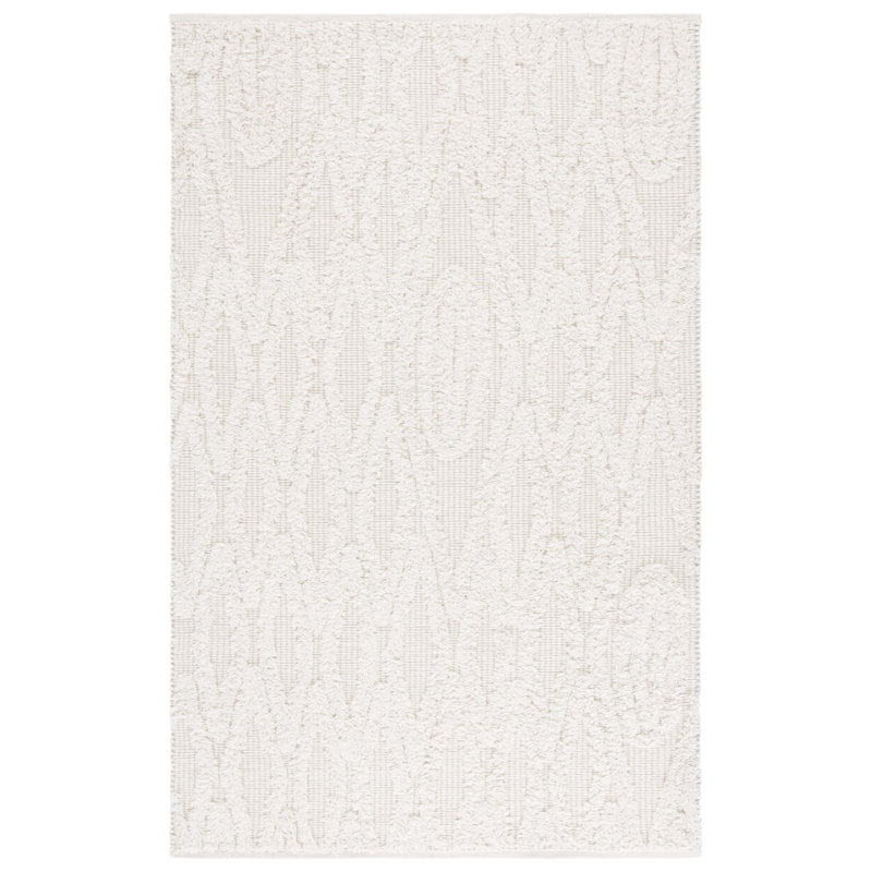 Natura 962 Hand Tufted Wool/Cotton Geometric Rug in Ivory, Rectangle 6' x 9'