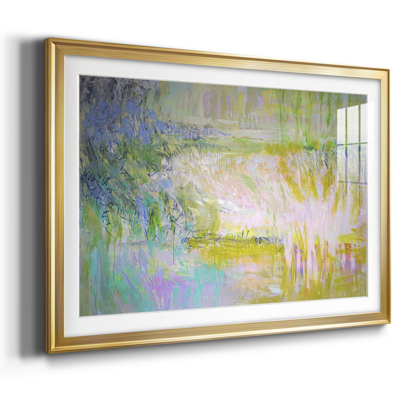 Étude encadrée avec cadre biseauté et verre, Or, H 30 po x l 44 po x P 1,5 po