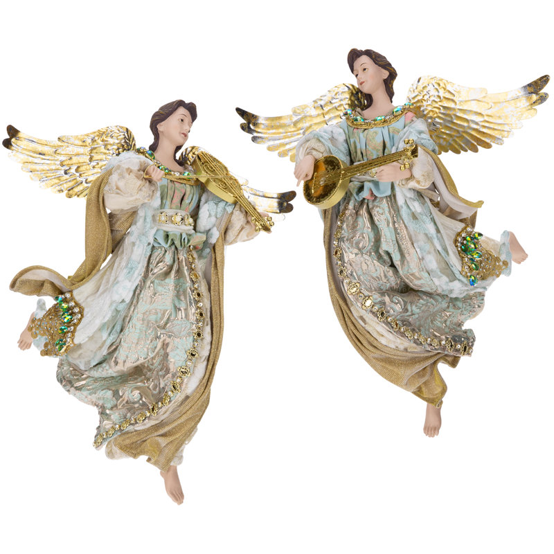 Flying Angel With Instrument 16 Inches. Set Of 2