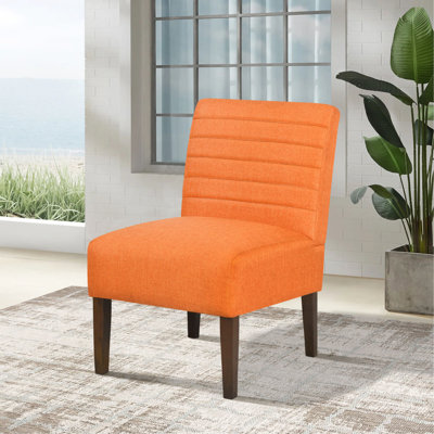 Chaise d'appoint moderne, chaise longue sans accoudoirs avec revêtement capitonné et pieds en bois, chaise d'appoint en tissu pour le salon, la chambre à coucher, le meuble-lavabo de maquillage, la conception à dossier horizontal pour patio, décoration confortable