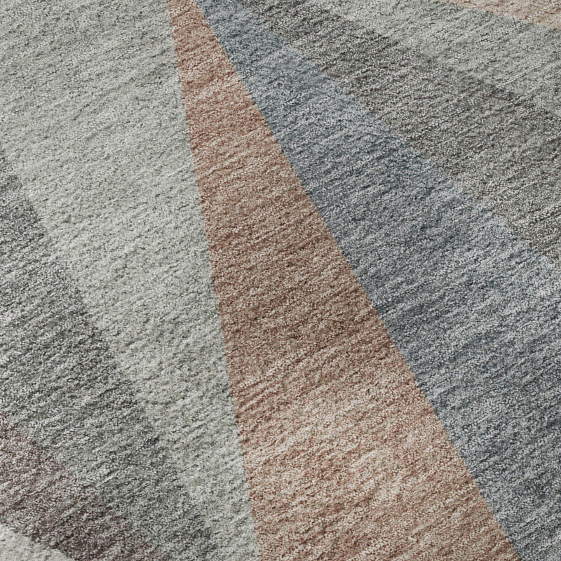 Premium Machine Washable Mayfield AMF2265 Geometric Rug, 2'6" x 3'10", Copper
