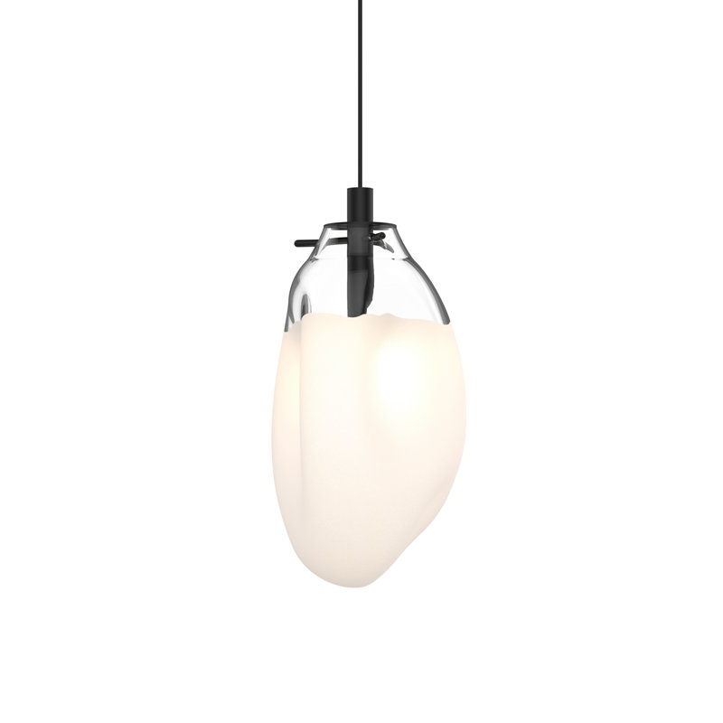 Luminaire suspendu géométrique à 1 lumière Liquid, Blanc coulé, H 10,75 po x l 6 po x P 6 po