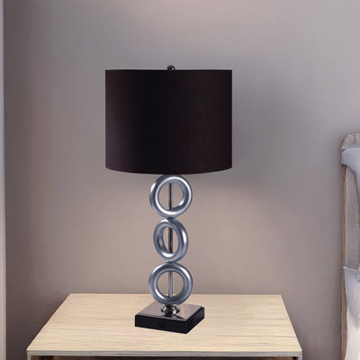 Table Lamp  - Silver 3-Ring With Outlet