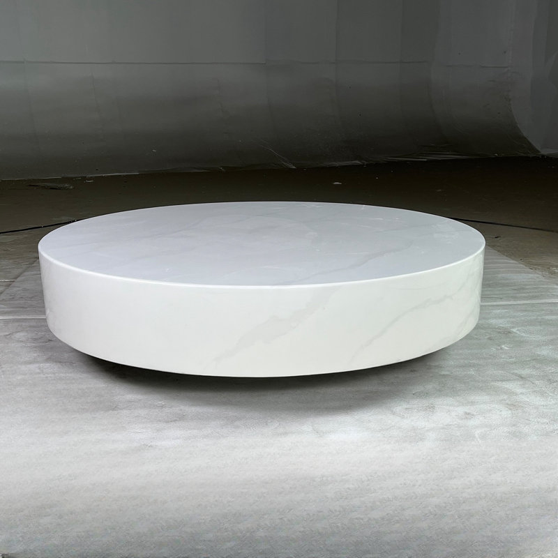 Premium round marble coffee table, 11.8" H x 39.4" L x 39.4" W
