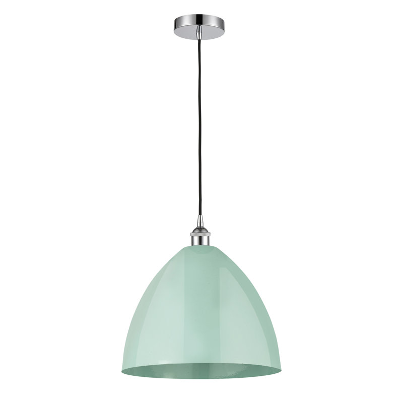Luminaire suspendu conique à 1 lumière Schiavone, Écume de mer, Chrome poli