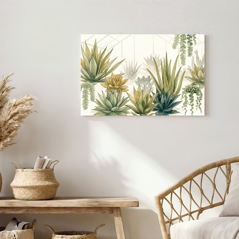 «Gallery Wrap», art mural sur toile pour le salon, la chambre à coucher, le bureau ou le vestibule - décoration murale décorative avec jardin succulent