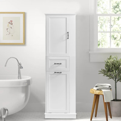 67.8" Tall Bathroom Cabinet with Laundry Basket – Space-Saving Bathroom Storage Organizer with Adjustable Shelves and Durable Waterproof Finish