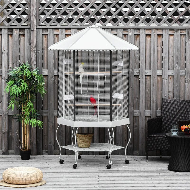 Cage à oiseaux 77 po, intérieur spacieux avec rangement pratique, cage à volière en acier, rangement innovant pour oiseaux,
