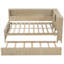 Lit de jour double en bois avec tablettes de rangement et lit gigogne