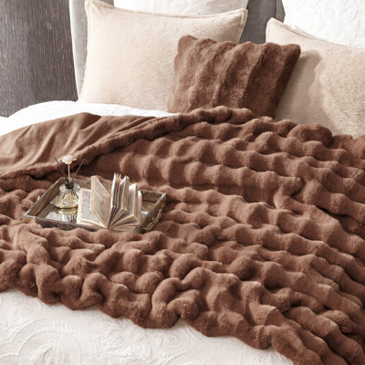 Soft Bubble Faux Fur Throw Blanket Luxury Plush Bedding Blankets for Couch, Bed, Gift