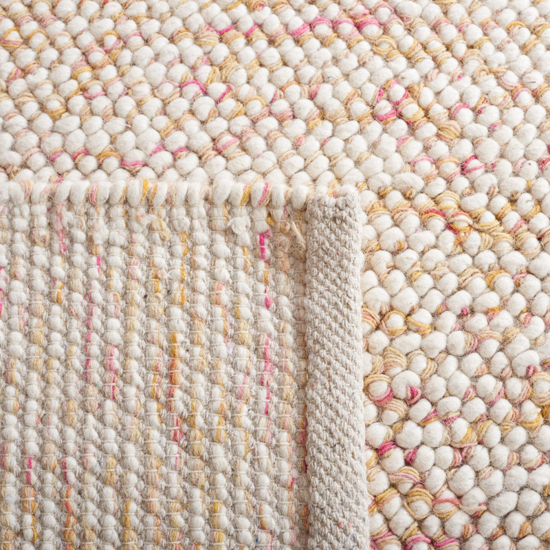 Almus 0.31" H Pile Wool and Cotton Geometric Hand-Loomed Area Rug, Rectangle 3' x 5'