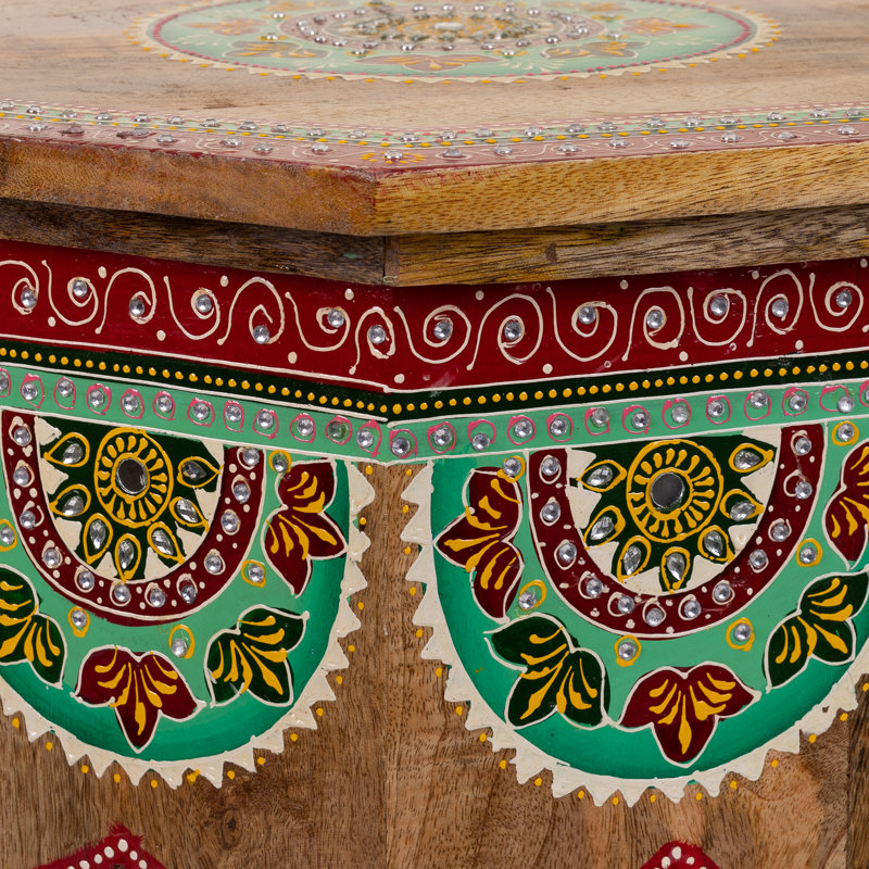 Atiksh Solid Wood Abstract End Table