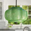 Luminaire suspendu vintage en verre vert avec ampoule 3 couleurs, douille E26