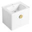 Meuble-lavabo mural moderne 24 po. Armoire 2 portes blanc brillant pour petites salles de bain. Lavabo en céramique. Contreplaqué. 2 poignées en métal doré et noir. Style tendance. (Élément.-1444019036-1444019039