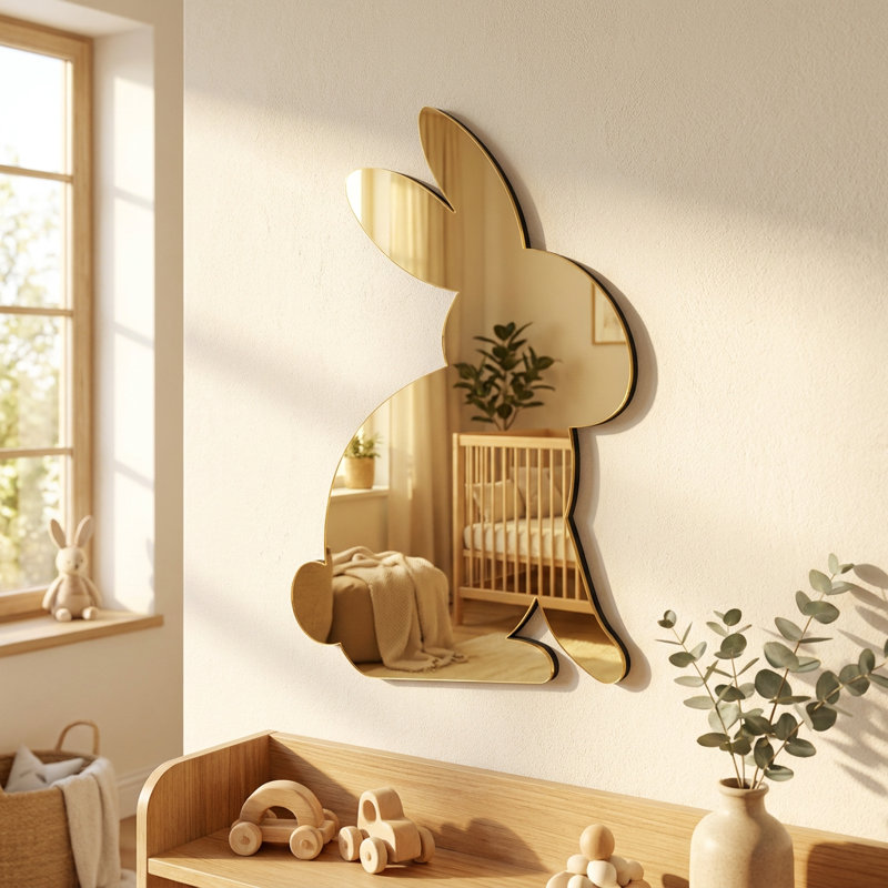 Gold Bunny Accent Wall Mirror
