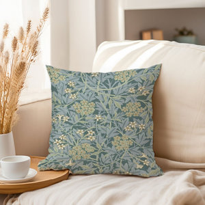 William Morris Jasmine Velvet Throw Pillow Covers - 18x18 Inch, Decorative Cushion Cases For Sofa, Bed, Or Car