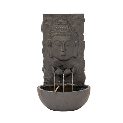 Wall 30 in H Fiber Resin Garden Water Fountain Indoor/Outdoor, Black