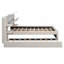 Grand lit plateforme tapissier avec lumières de lecture, tiroirs, gigogne et tablettes, beige-1854330878