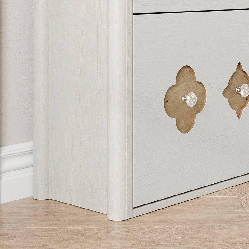 Slim Shoe Cabinet with 3 Flip Drawers & Hollow Flower Pattern, Freestanding Entryway Organizer, White