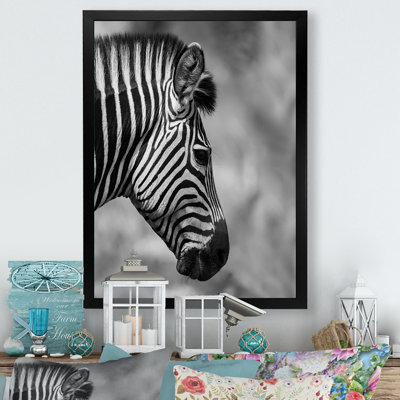 Tête de zèbre africain en noir et blanc - Impression sur toile