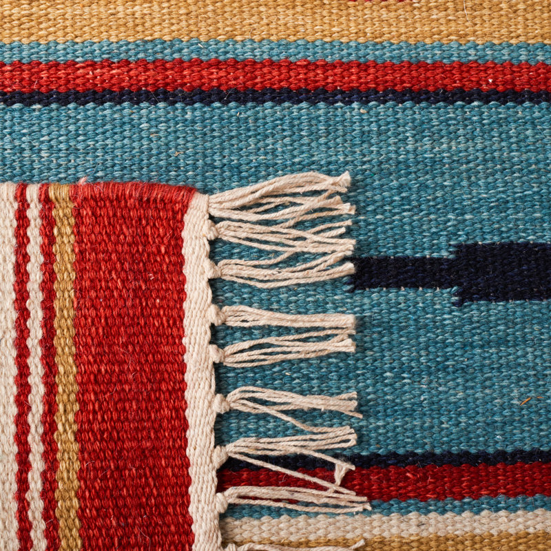 Eriksen Southwestern Flatweave Wool Cotton Beige/Red/Blue Area Rug, Rectangle 8' x 10'