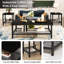 Ensemble de table de salon, ensemble de table de salon coulissant, table de salon avec tablette de rangement en métal et table d'appoint, table basse de salon moderne, table basse de 41 pouces, mobilier de maison adapté au salon - noir-366189819