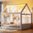Beige Full Size House - Style Upholstered Daybed, Touch Controlled Led For A Dreamy Night, Comfortable Corduroy Shaped Switch Personalized Lighting, Headboard